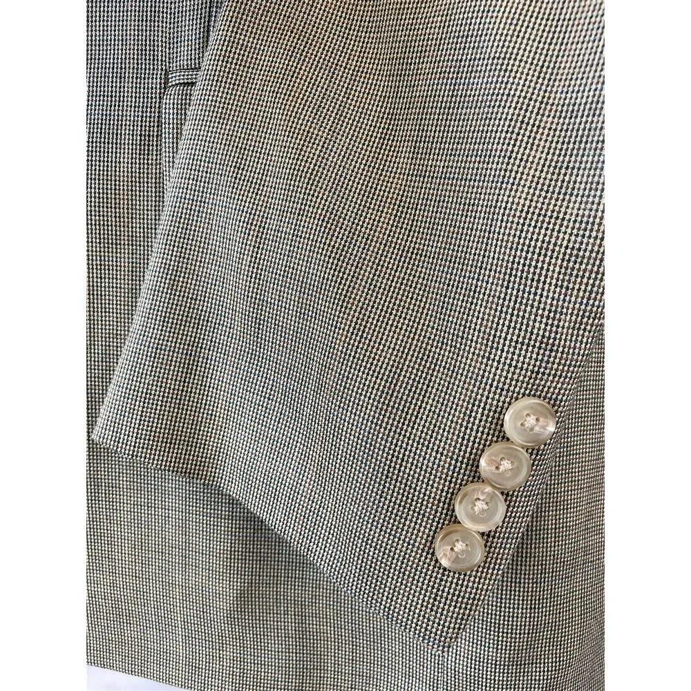 Lauren Ralph Lauren‎ 42R Silk Wool Tan Micro Weave 2Btn Blazer Jacket Sport Coat